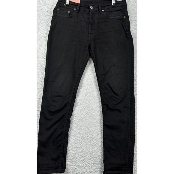 Acne Studios Jeans Mens 30X34 Bla Konst Black Tapered Slim Button Fly Denim Pant